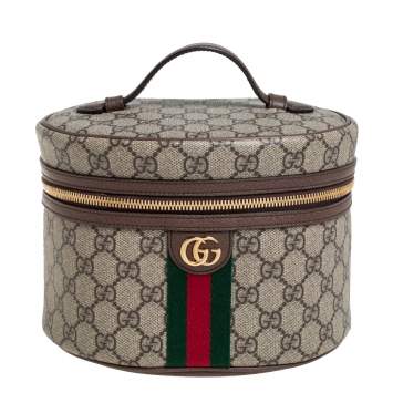 Pre Owned Gucci Beige/Brown GG Coated Canvas Ophidia Cosmetic Case