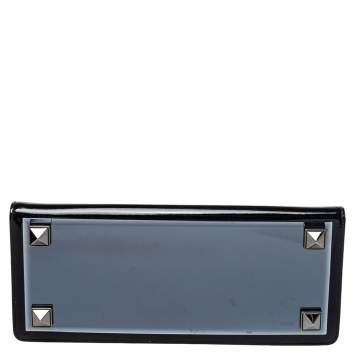 Pre Owned Gucci Black Patent Leather and Resin Studded Broadway Evening Clutch