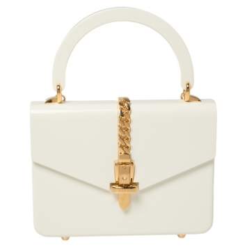 Pre Owned Gucci Ivory Plexiglas Mini Sylvie 1969 Top Handle Bag