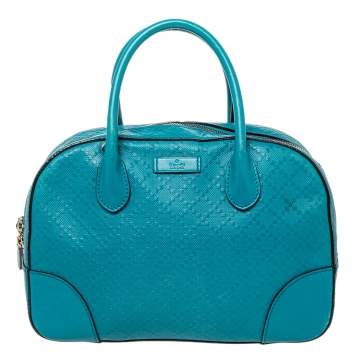 Pre Owned Gucci Blue Diamante Leather Small Satchel