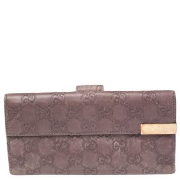 Pre Owned Gucci Old Rose Guccissima Leather Trademark Continental Wallet
