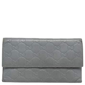 Pre Owned Gucci Grey Guccissima Leather Continental Wallet
