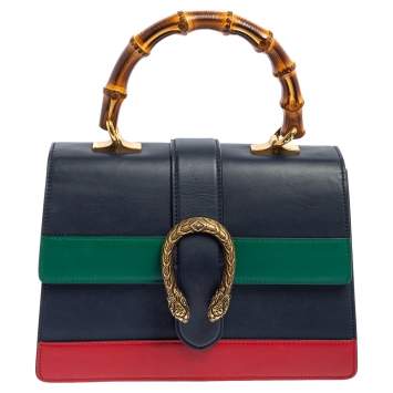 مملوكة مسبقًا Gucci Tri Color Leather Medium Dionysus Bamboo Top Handle Bag