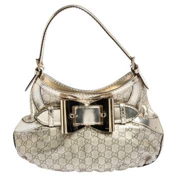 Pre Owned Gucci Light Gold Guccissima Leather Medium Queen Hobo