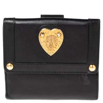 Pre Owned Gucci Black Leather Babouska Compact Wallet