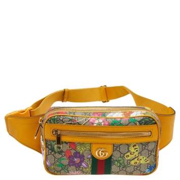 Pre Owned Gucci Multicolor Flora GG Supreme Coated Canvas And Leather Ophidia Belt Bag