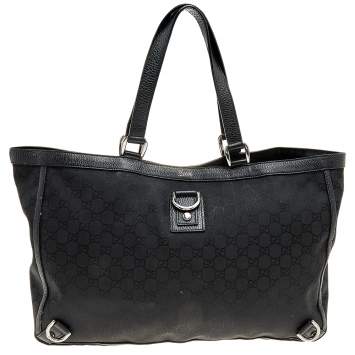 Pre Owned Gucci Black GG Canvas Abbey D-Ring Tote
