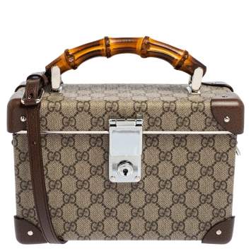 مملوكة مسبقًا Gucci Beige/Brown GG Supreme Canvas Globe-Trotter Case Bag