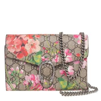 Pre Owned Gucci Multicolor GG Supreme Canvas Blooms Dionysus Wallet On Chain