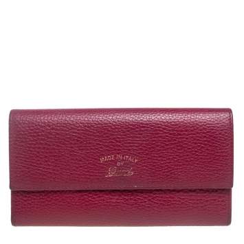 Pre Owned Gucci Burgundy Leather Swing Continental Wallet