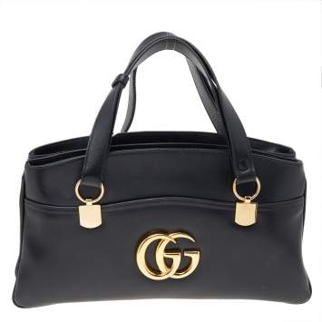 Pre Owned Gucci Black Leather Large Arli Tote