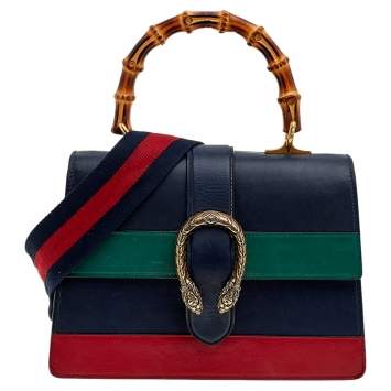 Pre Owned Gucci Multicolor Leather Dionysus Medium Bamboo Top Handle Bag
