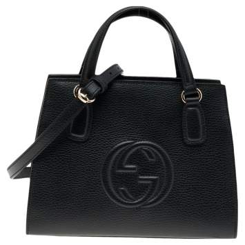 Pre Owned Gucci Black Grained Leather Soho Satchel