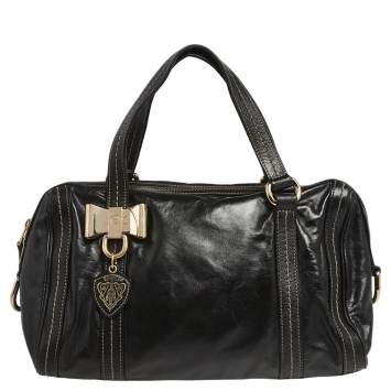 Pre Owned Gucci Black Leather Duchessa Boston Bag