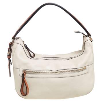 Pre Owned Gucci White Leather Medium Madison Hobo