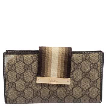 Pre Owned Gucci Beige GG Supreme Canvas Vintage Web Continental Wallet