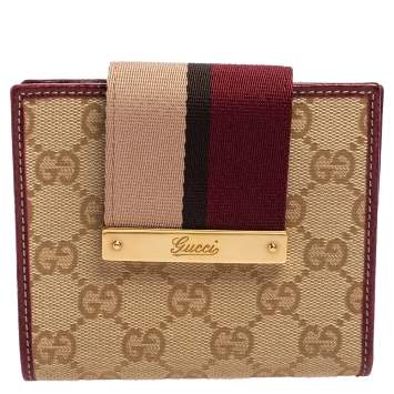 Pre Owned Gucci Multicolor GG Canvas and Leather Web Flap French Wallet