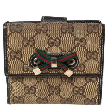 Pre Owned Gucci GG Canvas And Leather Princy Compact Wallet
