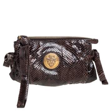 Pre Owned Gucci Brown Python Hysteria Clutch