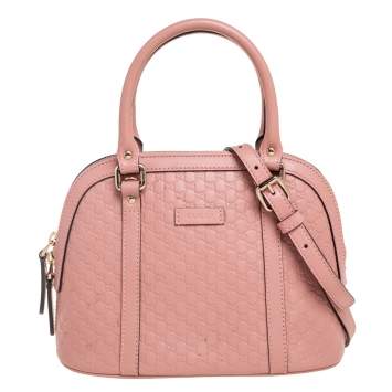 Pre Owned Gucci Pink Microguccissima Leather Mini Dome Bag