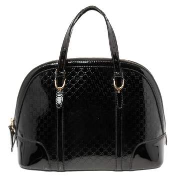 Pre Owned Gucci Black Microguccissima Patent Leather Nice Dome Satchel