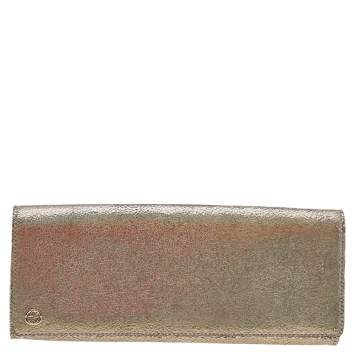 Pre Owned Gucci Metallic Hologram Leather Interlocking G Flap Continental Wallet