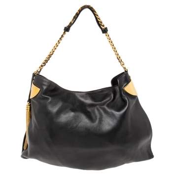 Pre Owned Gucci Black Leather Large Gucci 1970 Shoulder Bag