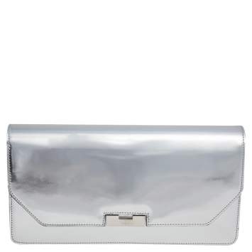 Pre Owned Gucci Metallic Silver Leather 58 Clutch