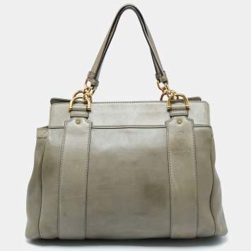 Pre Owned Gucci Moss Green Leather Smilla Tote
