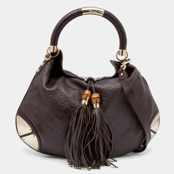 Pre Owned Gucci Dark Brown Guccissima Leather Medium Babouska Indy Hobo