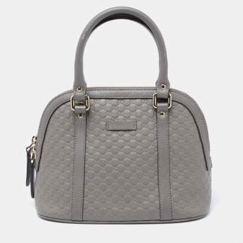 Pre Owned Gucci Grey Microguccissima Leather Mini Dome Satchel