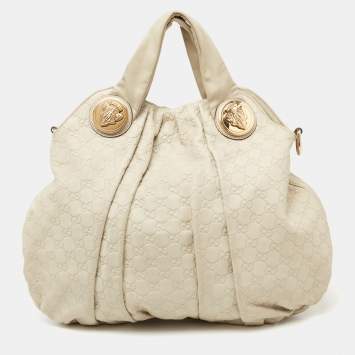 Pre Owned Gucci Beige Guccissima Leather Large Hysteria Hobo