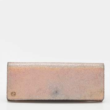 Pre Owned Gucci Multicolor Holographic Crackled Leather Broadway Clutch