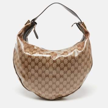 Pre Owned Gucci Beige/Brown GG Crystal Canvas Duchessa Hobo