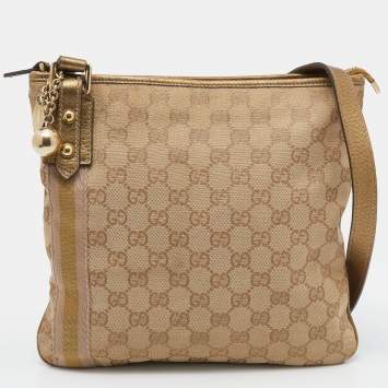 Pre Owned Gucci Beige/Gold GG Canvas Jolicoeur Charms Messenger Bag