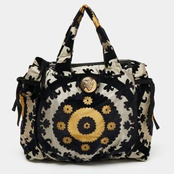 مملوكة مسبقًا Gucci Black/Yellow Velvet and Fabric Tapestry Hysteria Hobo