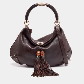 Pre Owned Gucci Dark Brown Leather Large Babouska Indy Hobo