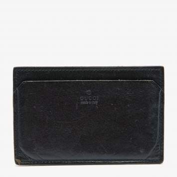 Pre Owned Gucci Black Leather Card Holder