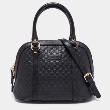 Pre Owned Gucci Black Microguccissima Leather Mini Dome Bag
