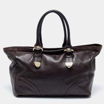 مملوكة مسبقًا Gucci Dark Brown Guccissima Leather Large Signoria Tote
