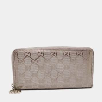 Pre Owned Gucci Lilac GG Imprime Canvas Zip Around Wallet