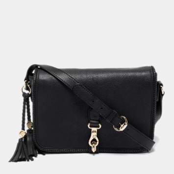 Pre Owned Gucci Black Leather Marrakech Medium Flap Messenger Bag