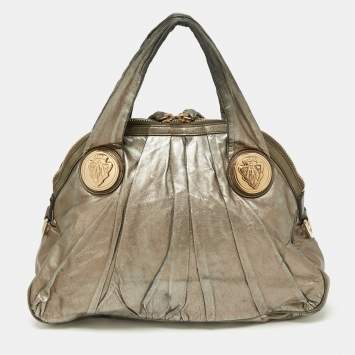 Pre Owned Gucci Metallic Gold Leather Hysteria Hobo