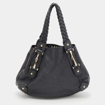 Pre Owned Gucci Black Guccissima Leather Pelham Shoulder Bag