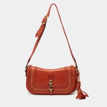 Pre Owned Gucci Brown Leather Medium Handmade Braided Shoulder Bag