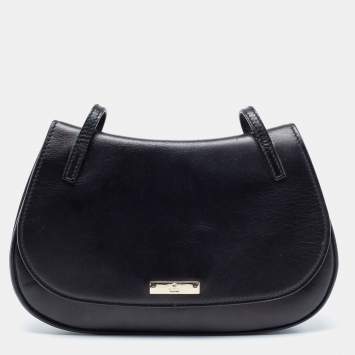 Pre Owned Gucci Black Leather Flap Clutch