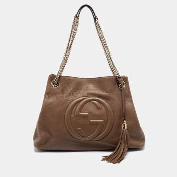 Pre Owned Gucci Brown Leather Medium Soho Shoulder Bag