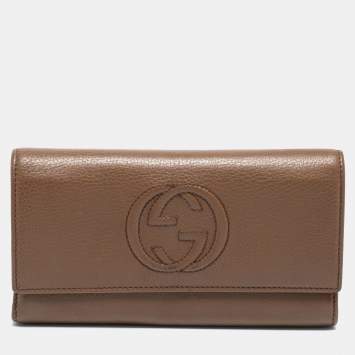 مملوكة مسبقًا Gucci Brown Leather Soho Flap Continental Wallet