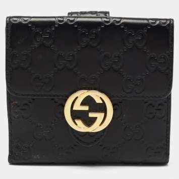 Pre Owned Gucci Black Guccissima Leather GG Icon Wallet