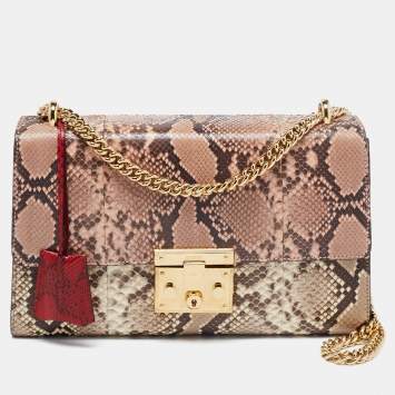 Pre Owned Gucci Multicolor Python Medium Padlock Shoulder Bag